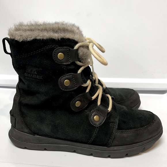 Sorel Explorer Joan Boots Women’s Black Suede Leather Lace Up Waterproof Size 9 - Picture 14 of 16